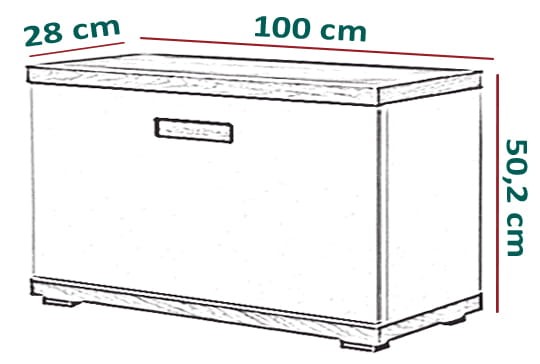 Szafka na obuwie z siedziskiem Bueno biały połysk/dąb naturalny - wymiary
