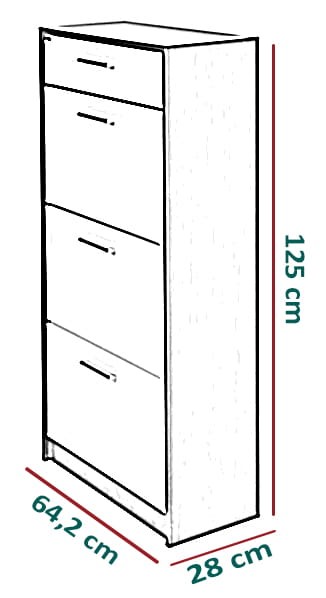 Szafka na buty Rosario z lakierowanymi frontami RAL - wymiary