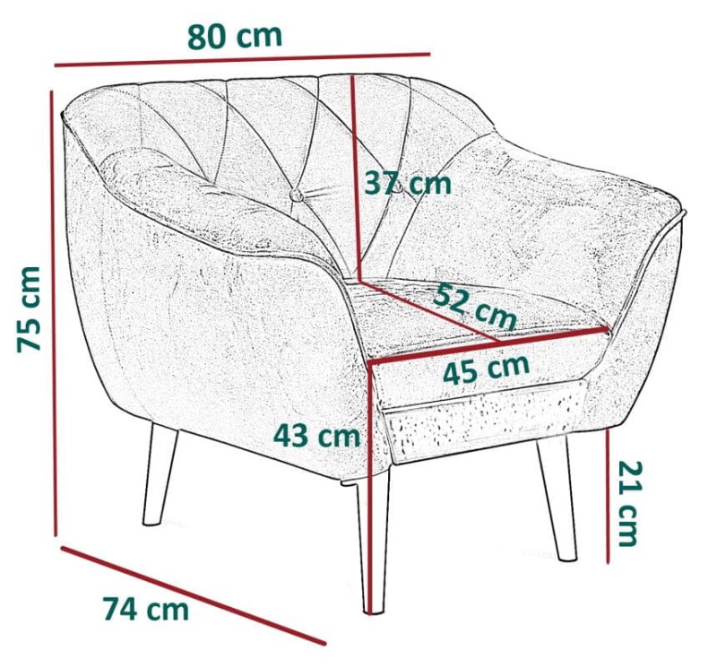 Fotel tapicerowany Cindy w stylu skandynawskim