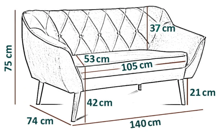Sofa tapicerowana Cindy II w stylu skandynawskim