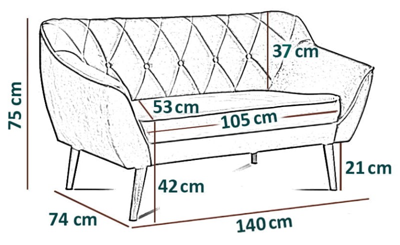 Sofa tapicerowana Cindy II w stylu skandynawskim
