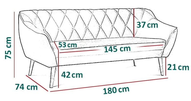 Sofa tapicerowana Cindy III w stylu skandynawskim