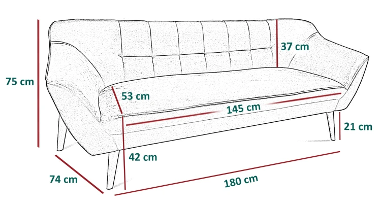 Sofa tapicerowana Cindy Piko w stylu skandynawskim