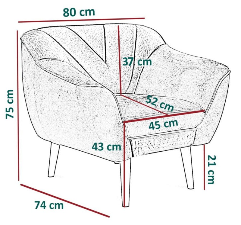 Fotel tapicerowany Mia w stylu skandynawskim