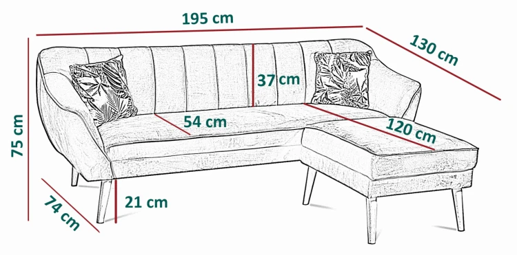 Narożnik modułowy Grace w stylu skandynawskim