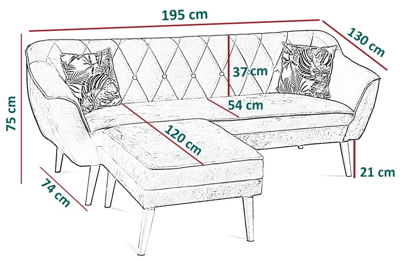 Narożnik modułowy Cindy w stylu skandynawskim