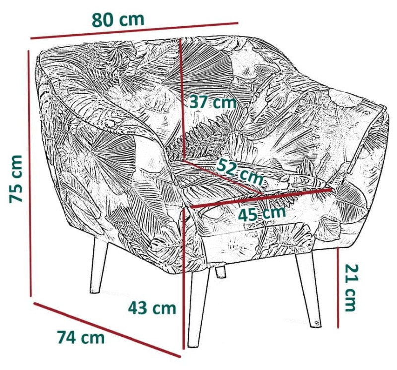 Fotel tapicerowany Poly w stylu skandynawskim