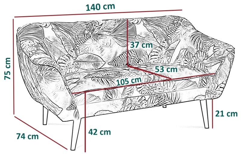 Sofa tapicerowana Poly II w stylu skandynawskim