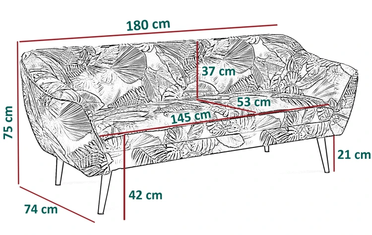Sofa tapicerowana Poly III w stylu skandynawskim