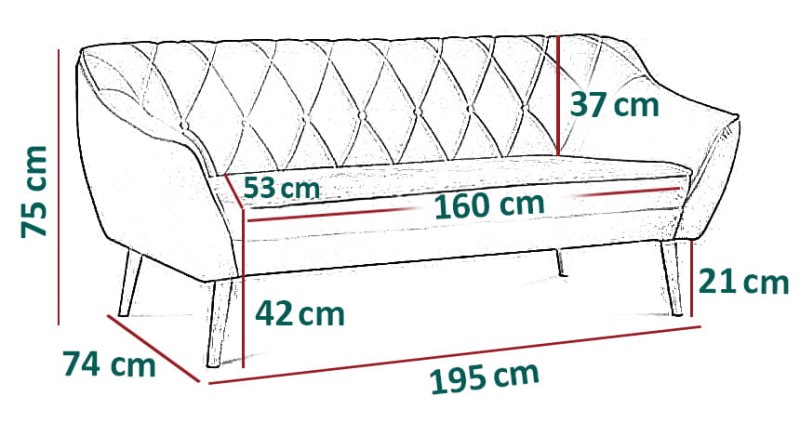 Sofa tapicerowana Cindy IV w stylu skandynawskim