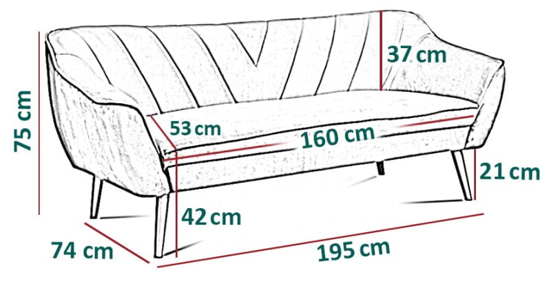 Sofa tapicerowana Mia IV w stylu skandynawskim