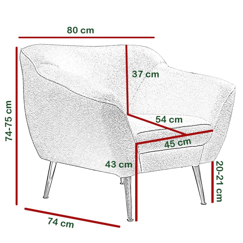 Fotel tapicerowany Bea tkanina boucle baranek