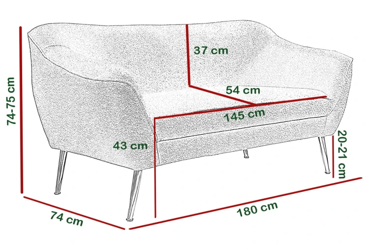 Sofa tapicerowana Bea III tkanina boucle baranek