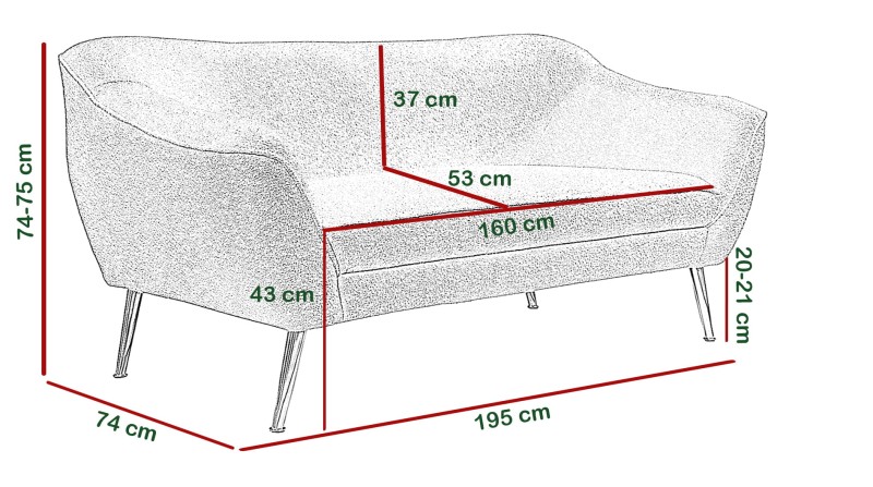 Sofa tapicerowana Bea IV tkanina boucle baranek