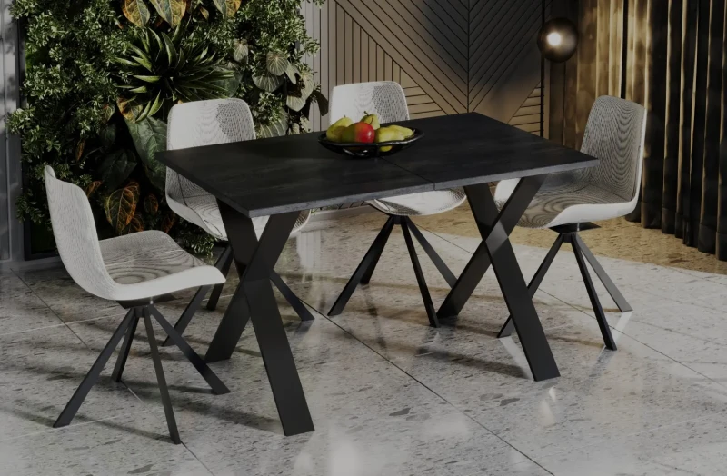 Stół X rozkładany 130-210 ciemny beton