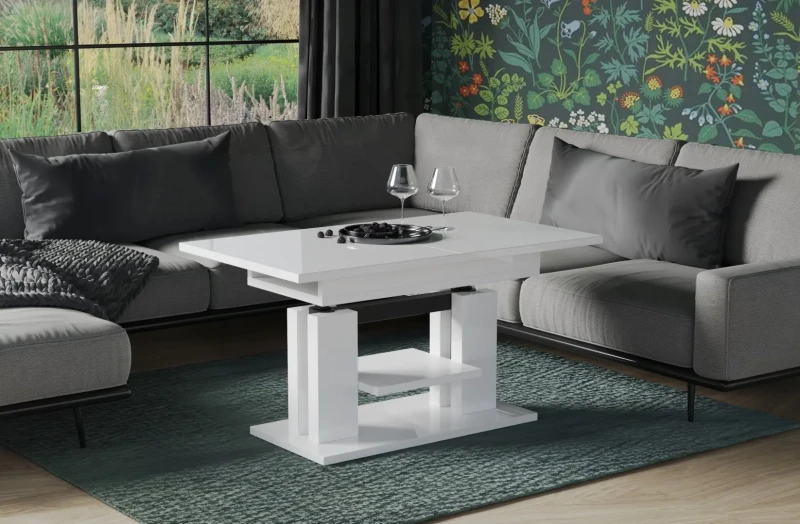 Ławostół Iso rozkładany 110-170 biały połysk