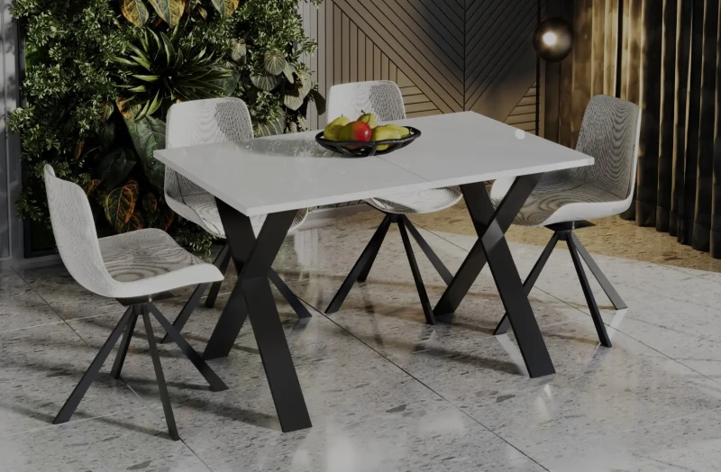 Stół X rozkładany 130-210 biały połysk