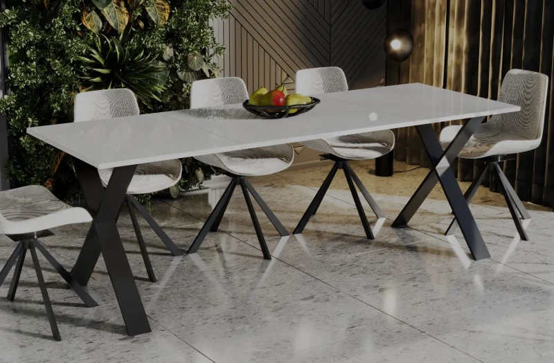 Stół X rozkładany 130-210 biały połysk