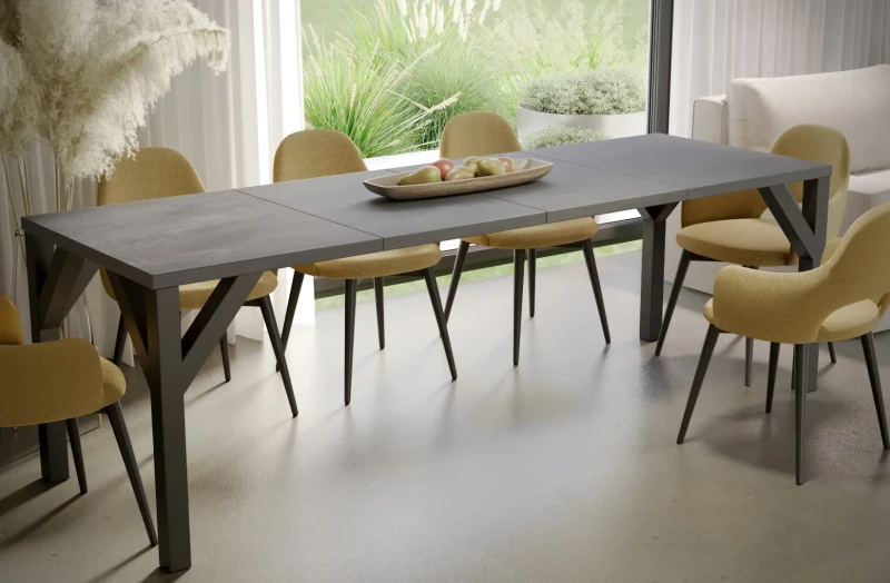 Stół Baltika rozkładany 130-185 - Ciemny beton wer. rozłożona