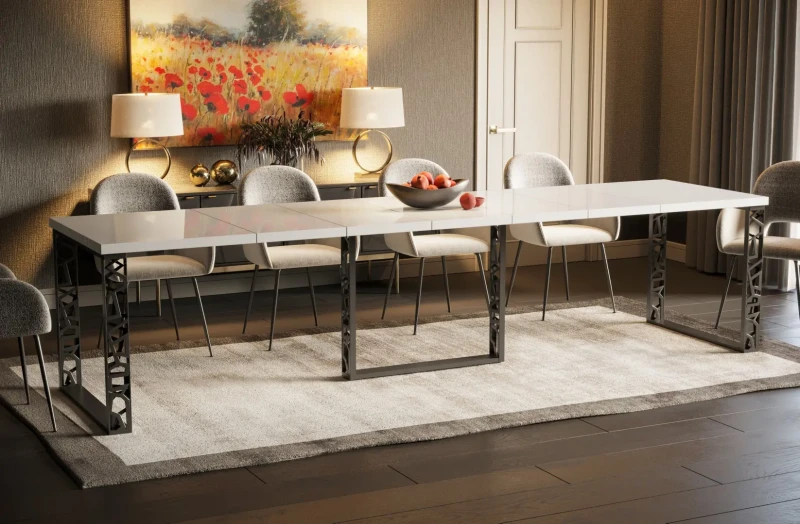 Stół Ewerest rozkładany 130-330 biały połysk