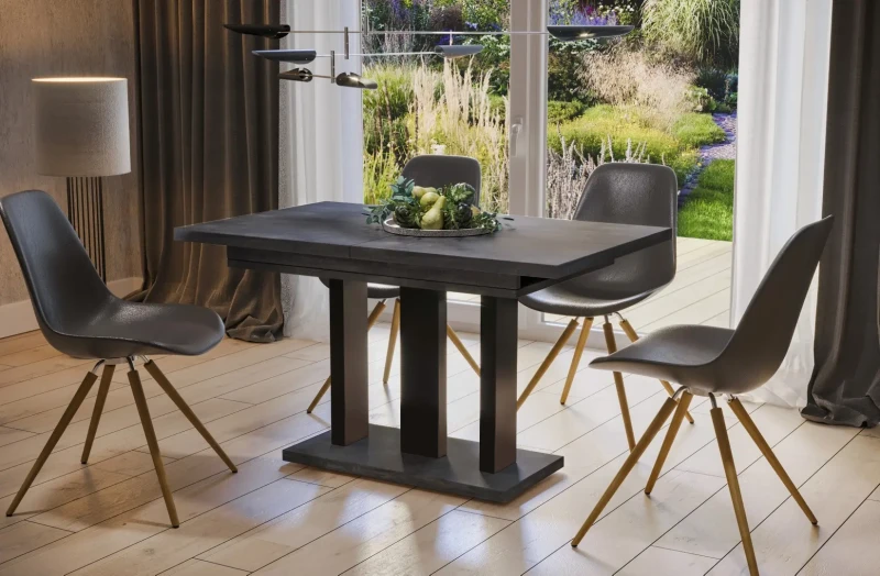 Stół Appia rozkładany 130-210 mix + czarny mat beton