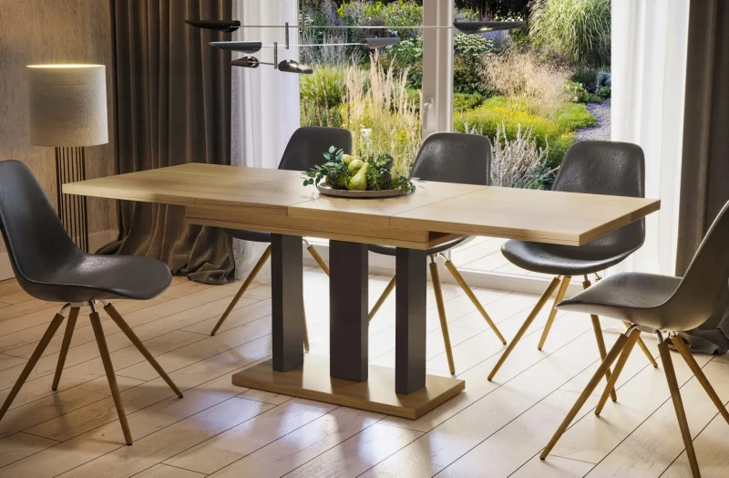 Stół Appia rozkładany 130-210 mix + czarny mat / dąb natura