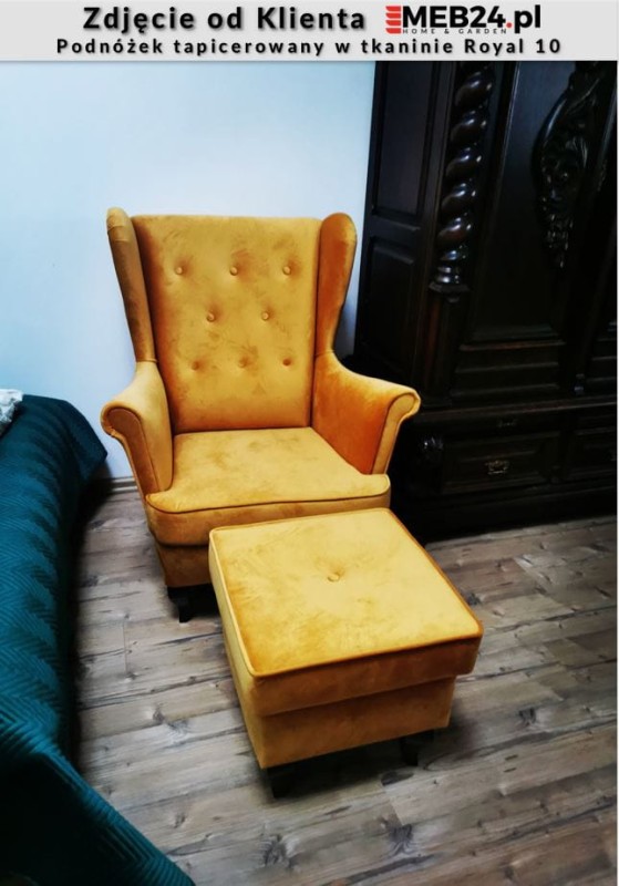 Fotel uszak Lily z podnóżkiem w stylu skandynawskim - zdjęcie od klienta