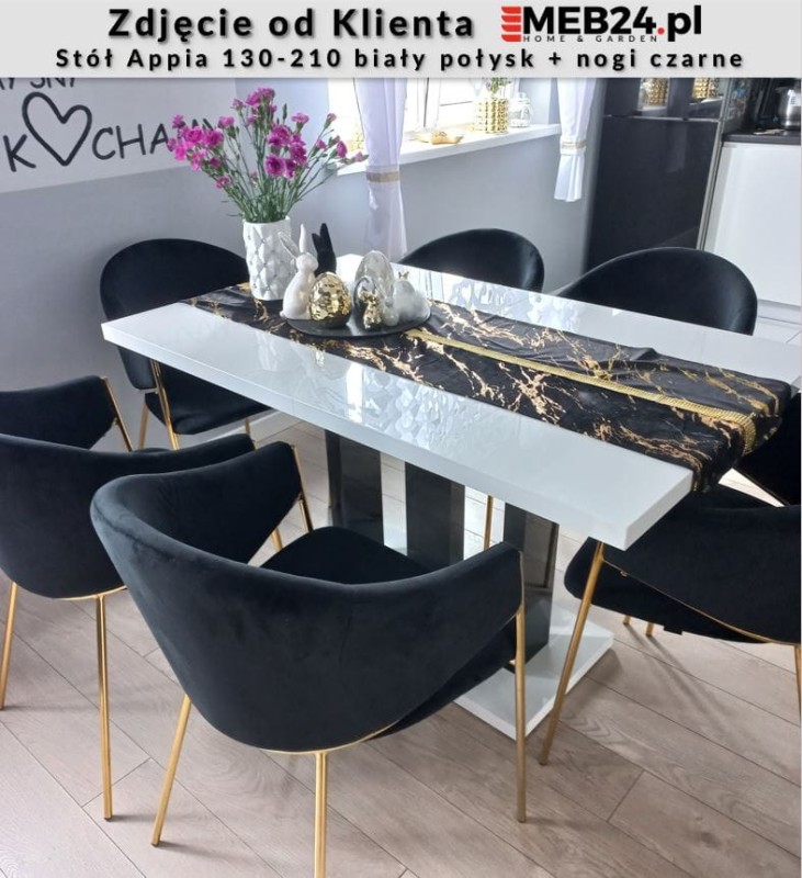 Stół Appia rozkładany 130-210 biały połysk