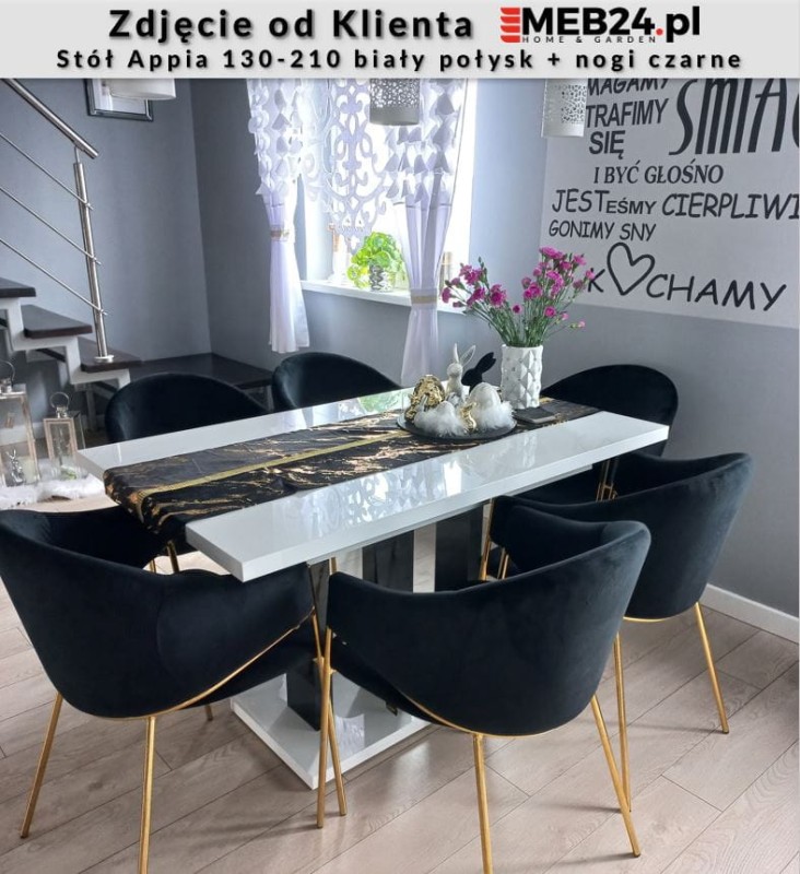 Stół Appia rozkładany 130-210 biały połysk