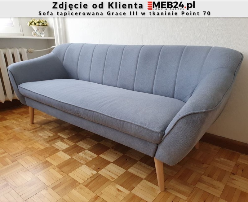 Sofa tapicerowana Grace III w stylu skandynawskim - zdjęcie od klienta