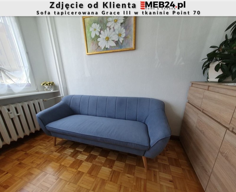 Sofa tapicerowana Grace III w stylu skandynawskim - zdjęcie od klienta