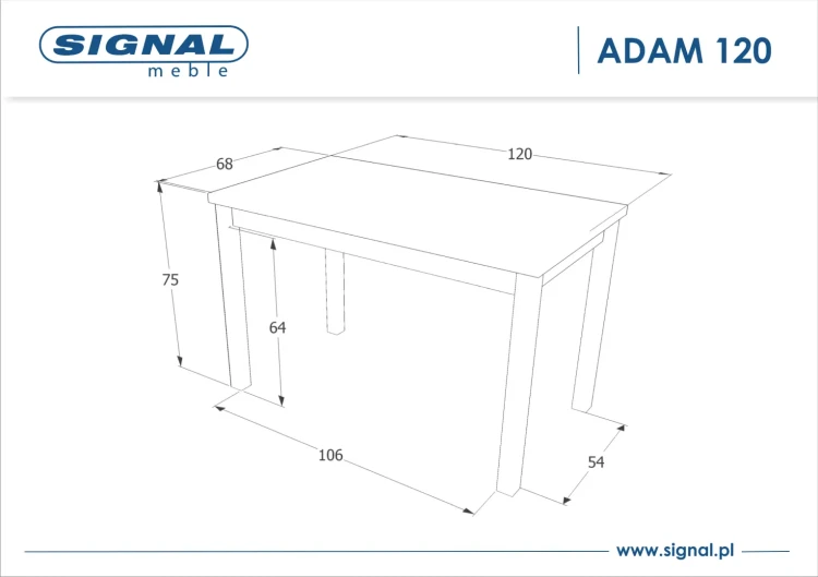 Stół Adam 120x68 dąb artisan/czarny
