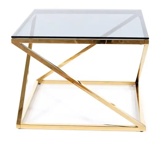 Ława Liam 60x60 cm szkło dymione/złoty