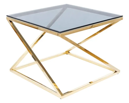 Ława Liam 60x60 cm szkło dymione/złoty