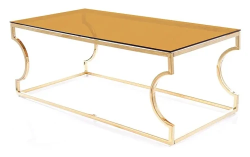 Ława Kenzo A 120x60 cm szkło dymione bursztynowe/złoty