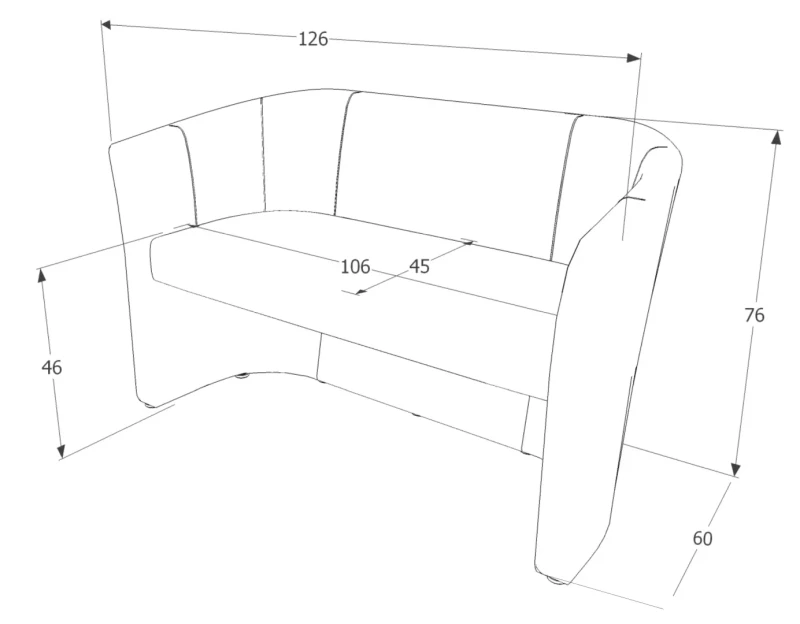 Sofa TM-2 ekoskóra czarny
