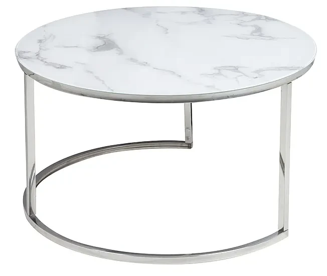 Zestaw stolików Atlanta B II biały efekt marmuru/chrom