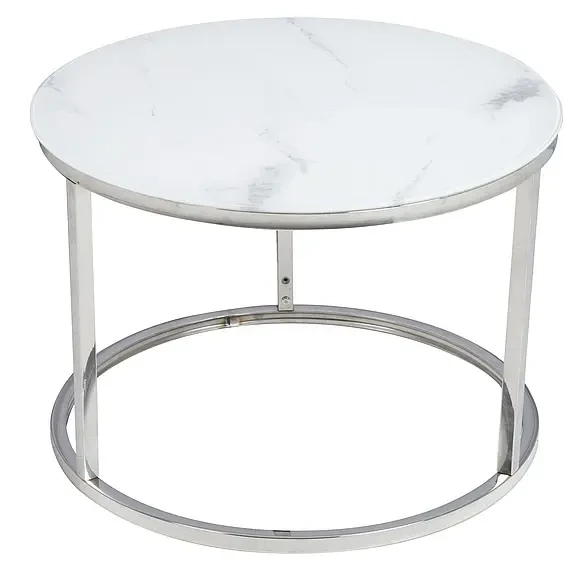 Zestaw stolików Atlanta B II biały efekt marmuru/chrom