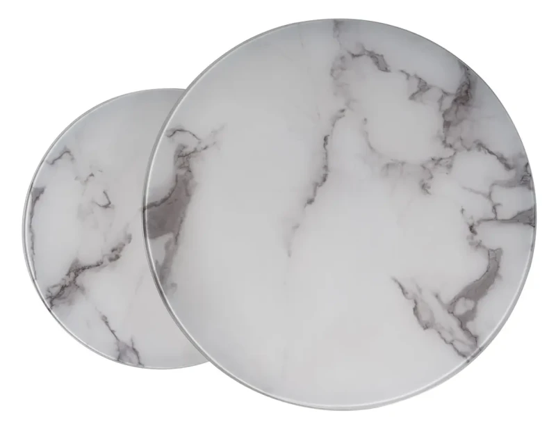 Zestaw stolików Atlanta B II biały efekt marmuru/chrom