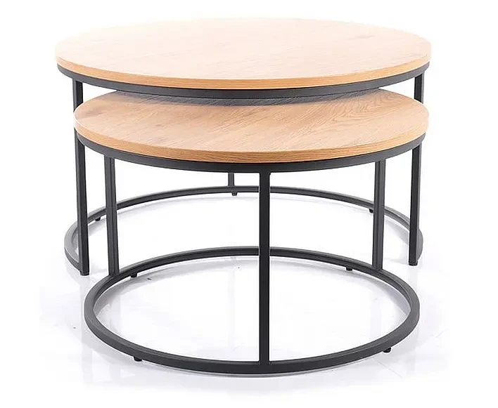 Zestaw stolików Atlanta III dąb/czarny