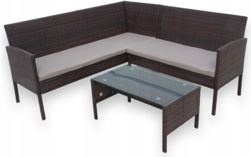 Narożnik ogrodowy z technorattanu + stolik Hawana Brąz