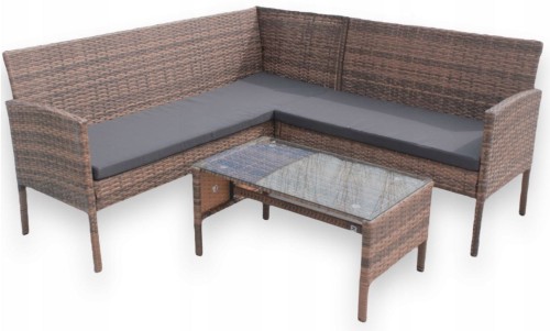 Narożnik ogrodowy z technorattanu + stolik Hawana Jasny brąz