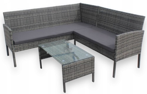 Narożnik ogrodowy z technorattanu + stolik Hawana Szary