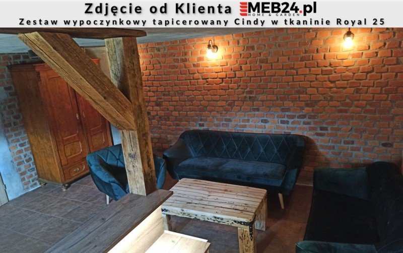 Zestaw wypoczynkowy tapicerowany Cindy w stylu skandynawskim - zdjęcie od klienta
