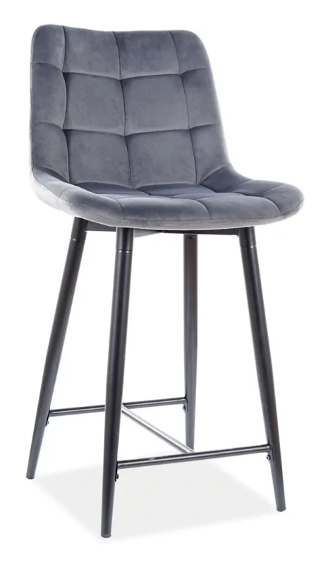 Półhoker tapicerowany Chic H-2 Velvet Bluvel 14 szary