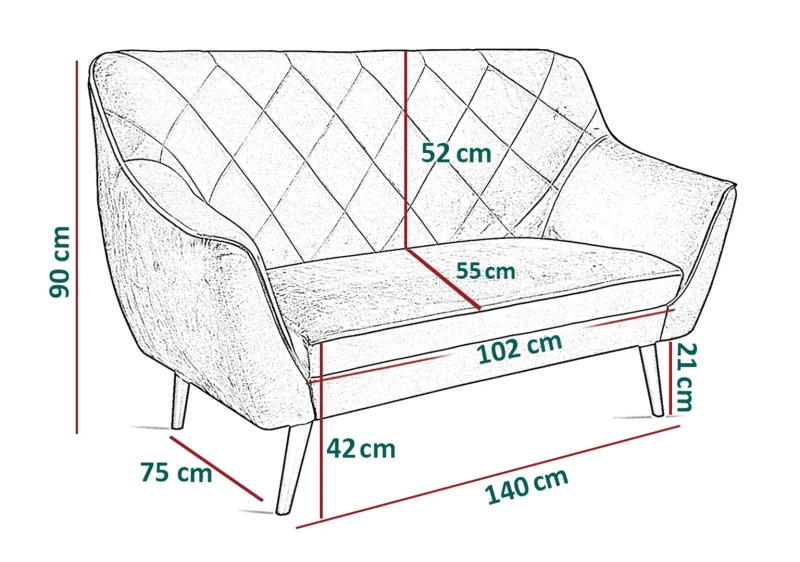 Sofa tapicerowana Cindy High II w stylu skandynawskim