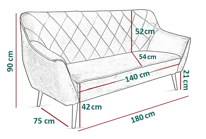 Sofa tapicerowana Cindy High III w stylu skandynawskim