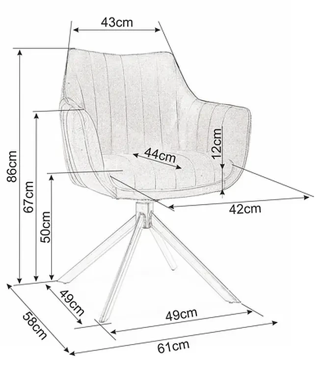 Krzesło tapicerowane Azalia Velvet jasny szary Bluvel 03