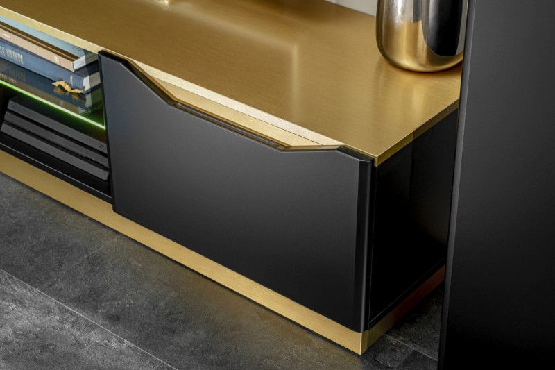 FAME meblościanka czarny mat / złoty