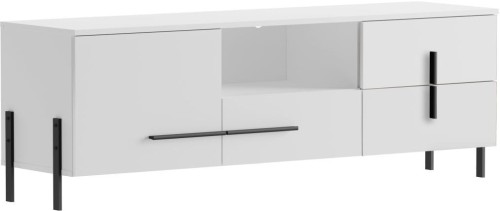 Komoda RTV Justine biały/biały MDF połysk